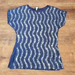 🇺🇸Gray M USA   Sequin Wave Pattern Top
